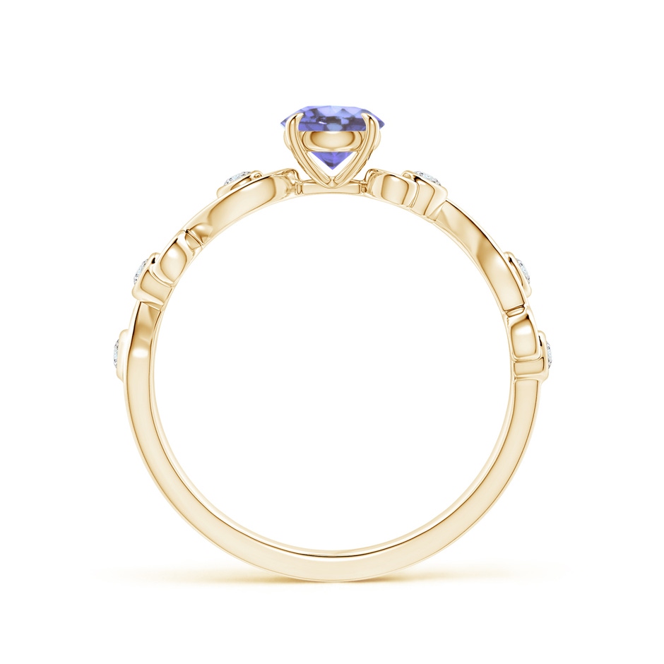 5mm AA Tanzanite and Diamond Ivy Scroll Ring in Yellow Gold side-1