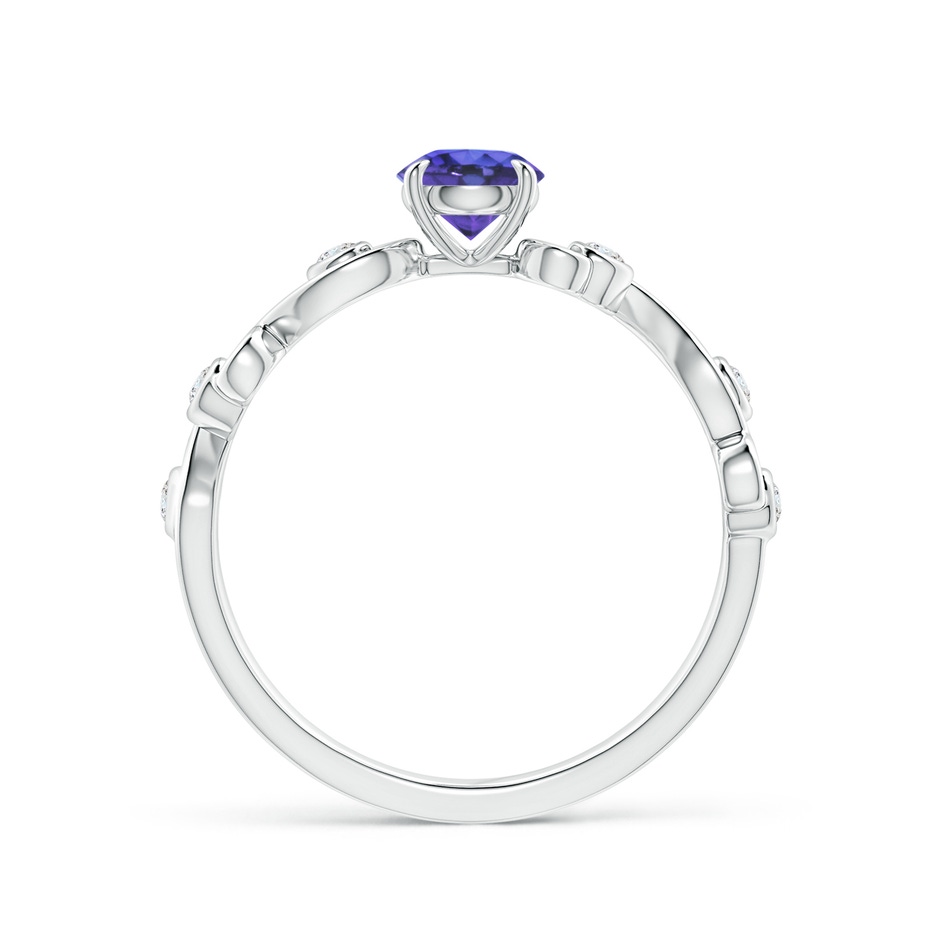 5mm AAA Tanzanite and Diamond Ivy Scroll Ring in White Gold side-1