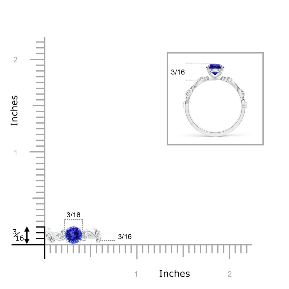 5mm AAA Tanzanite and Diamond Ivy Scroll Ring in White Gold ruler