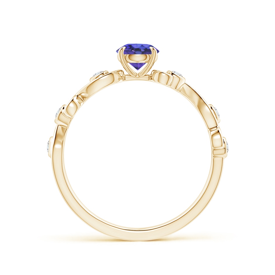 5mm AAA Tanzanite and Diamond Ivy Scroll Ring in Yellow Gold side-1