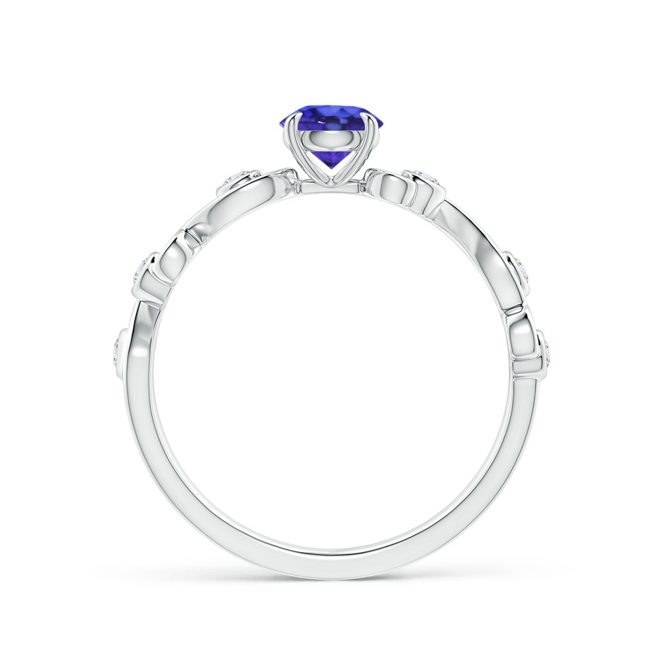 5mm AAAA Tanzanite and Diamond Ivy Scroll Ring in White Gold side-1