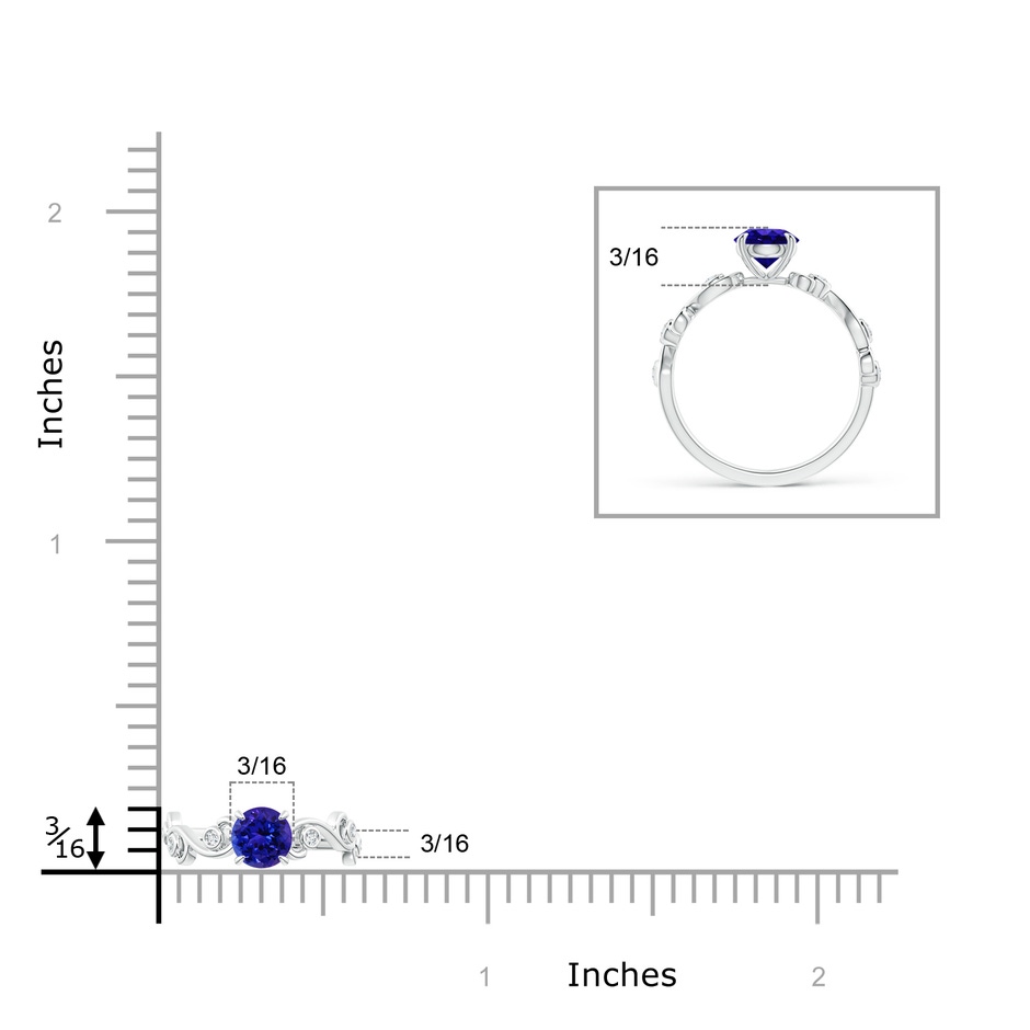 5mm AAAA Tanzanite and Diamond Ivy Scroll Ring in White Gold ruler