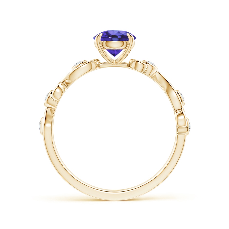 6mm AA Tanzanite and Diamond Ivy Scroll Ring in Yellow Gold side-1