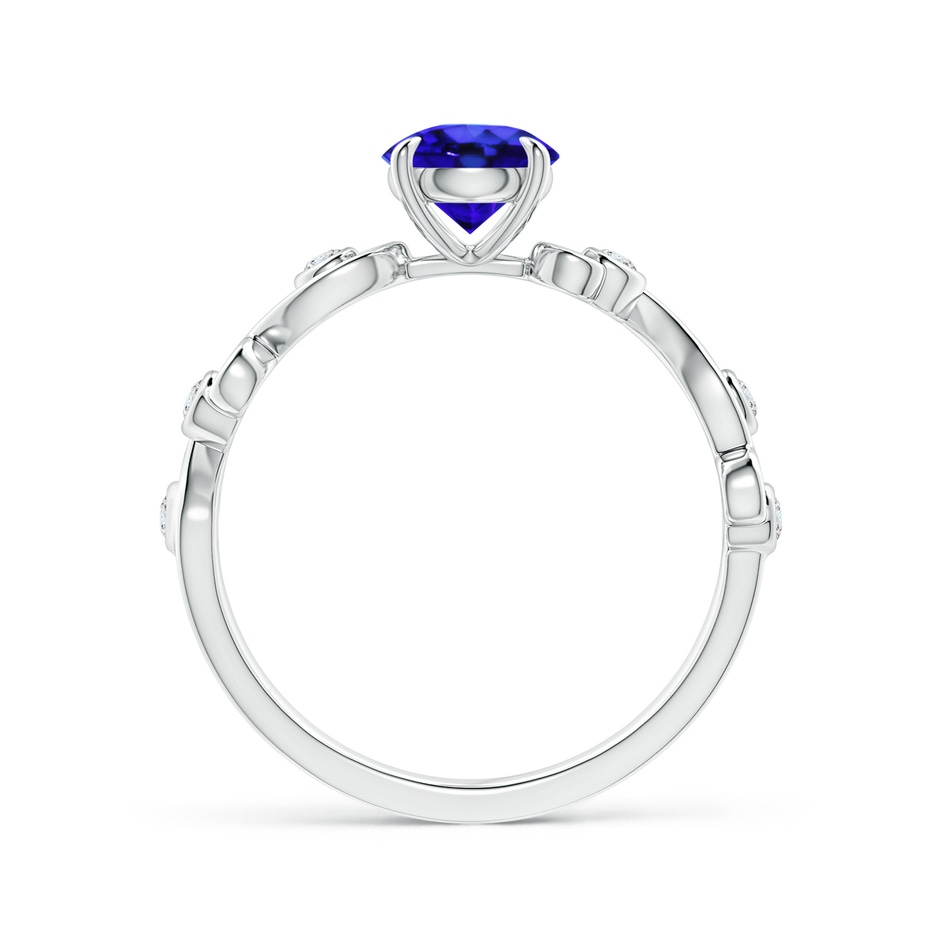 6mm AAA Tanzanite and Diamond Ivy Scroll Ring in White Gold side-1