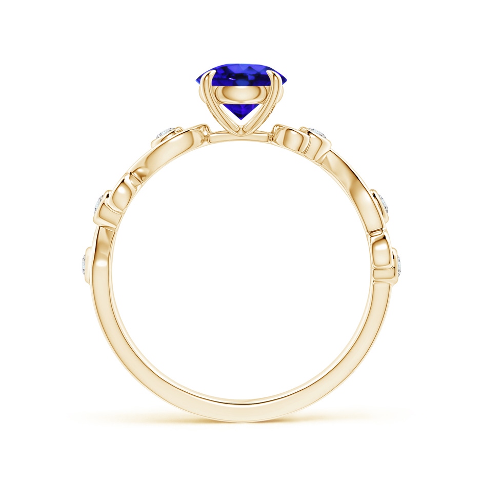 6mm AAA Tanzanite and Diamond Ivy Scroll Ring in Yellow Gold side-1