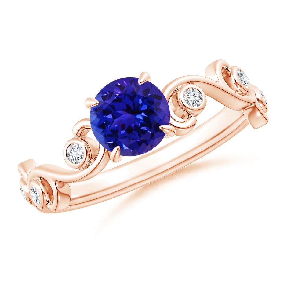6mm AAAA Tanzanite and Diamond Ivy Scroll Ring in Rose Gold 