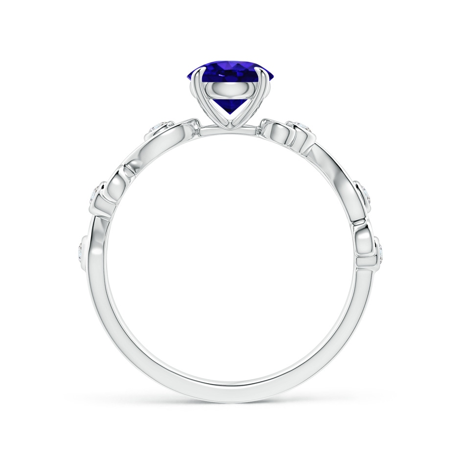 6mm AAAA Tanzanite and Diamond Ivy Scroll Ring in White Gold side-1
