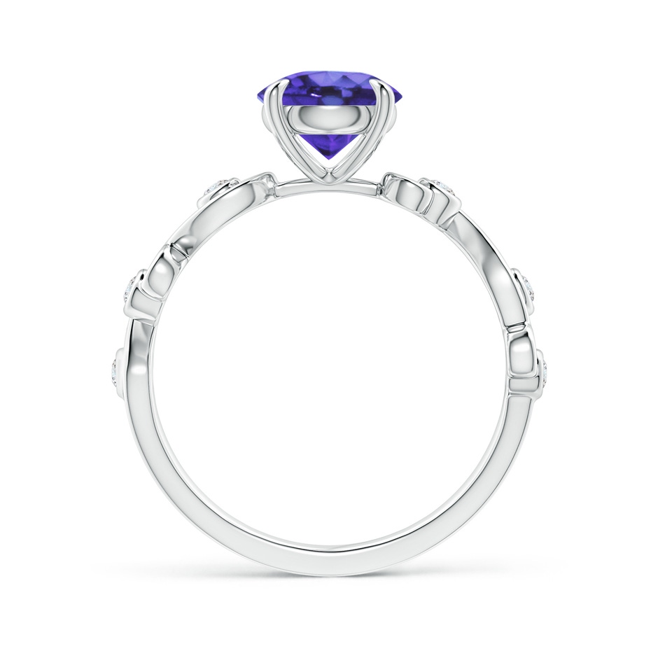 7mm AA Tanzanite and Diamond Ivy Scroll Ring in White Gold side-1