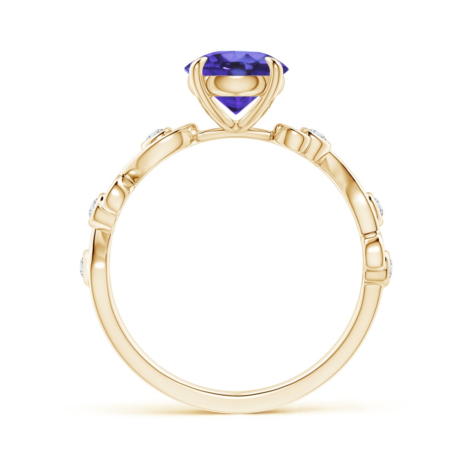 7mm AA Tanzanite and Diamond Ivy Scroll Ring in Yellow Gold side-1