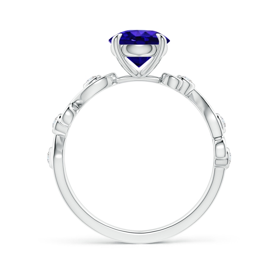 7mm AAAA Tanzanite and Diamond Ivy Scroll Ring in White Gold side-1