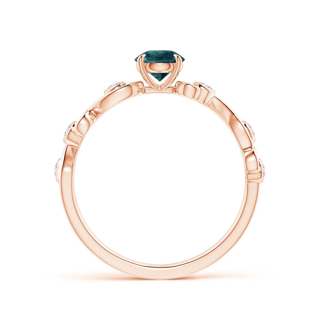5mm AAA Teal Montana Sapphire and Diamond Ivy Scroll Ring in Rose Gold - side 199