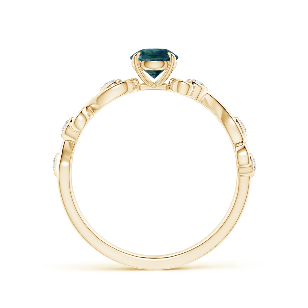 5mm AAA Teal Montana Sapphire and Diamond Ivy Scroll Ring in Yellow Gold - side 199