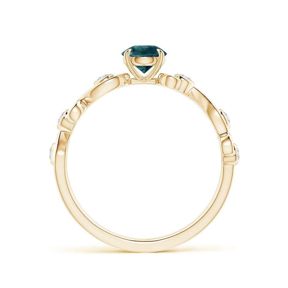 5mm AAA Teal Montana Sapphire and Diamond Ivy Scroll Ring in Yellow Gold side 199