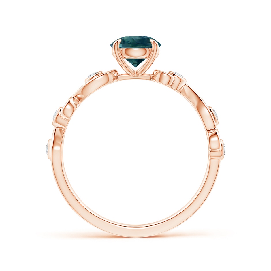 6mm AAA Teal Montana Sapphire and Diamond Ivy Scroll Ring in 18K Rose Gold side 199