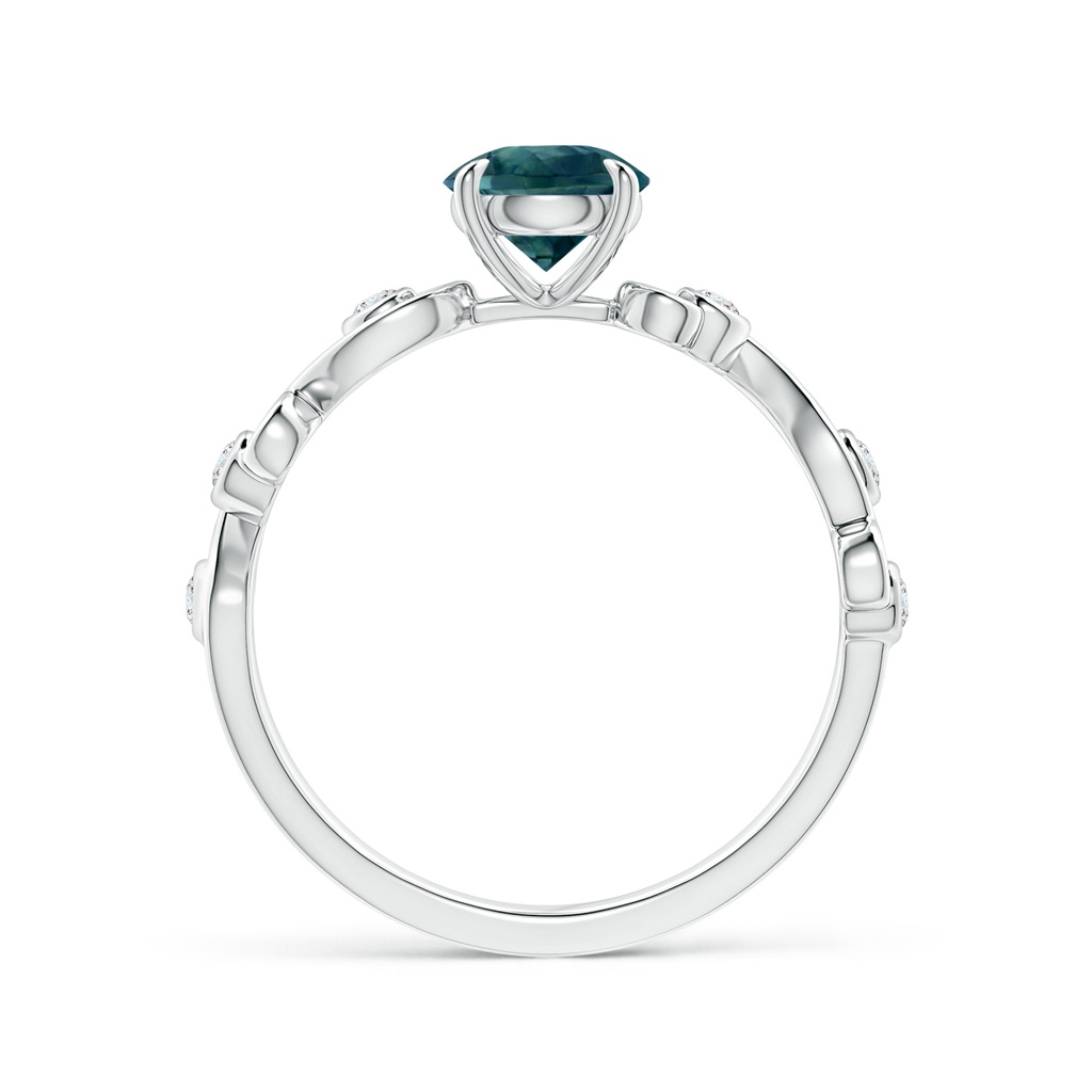 6mm AAA Teal Montana Sapphire and Diamond Ivy Scroll Ring in White Gold - side 199