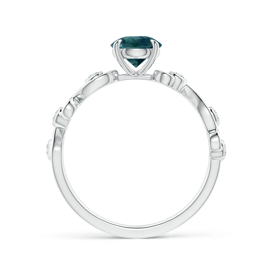 6mm AAA Teal Montana Sapphire and Diamond Ivy Scroll Ring in White Gold side 199