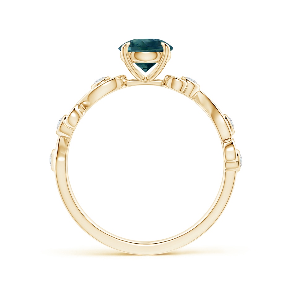 6mm AAA Teal Montana Sapphire and Diamond Ivy Scroll Ring in Yellow Gold side 199