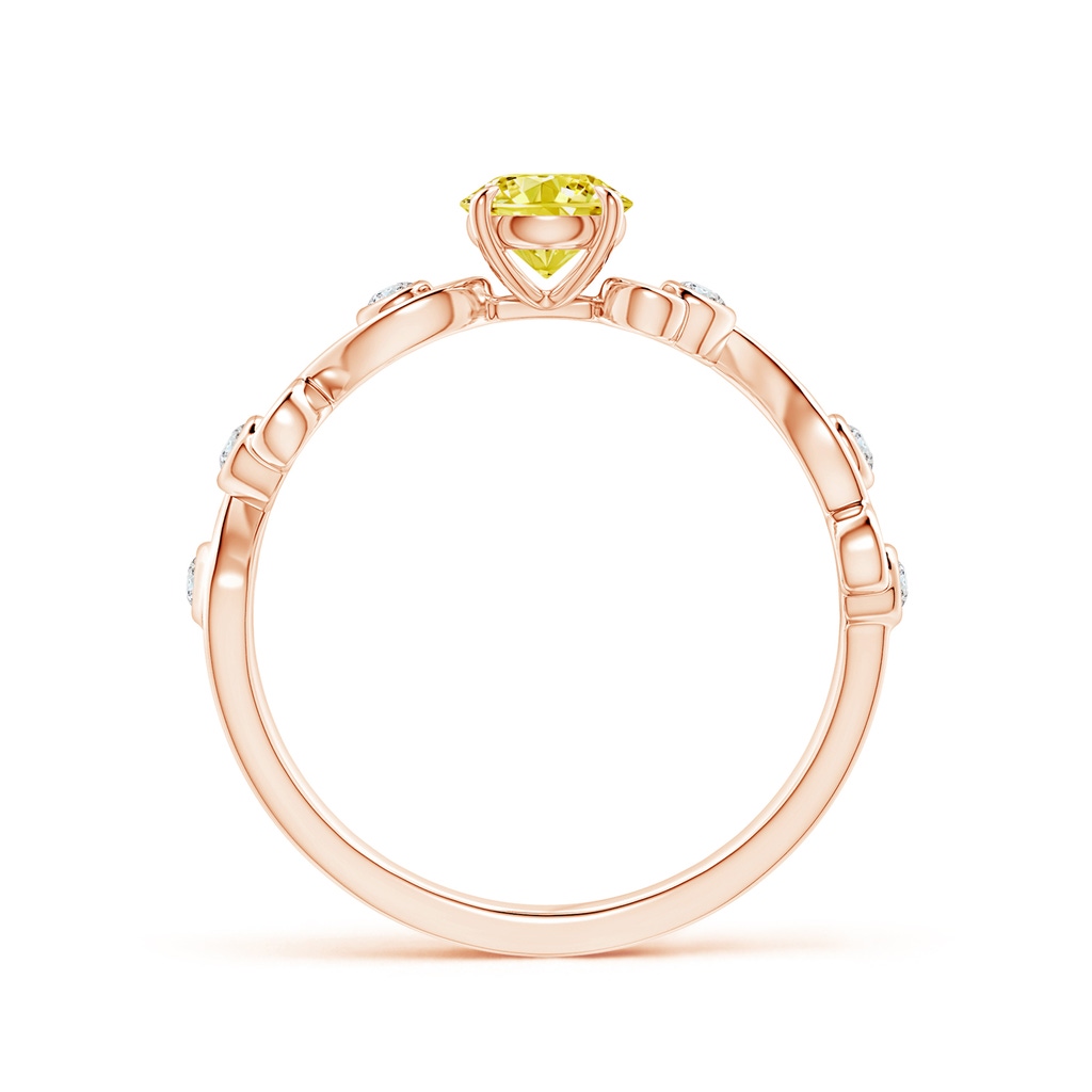 4.5mm AAAA Fancy Intense Yellow and White Diamond Ivy Scroll Ring in Rose Gold - side 199