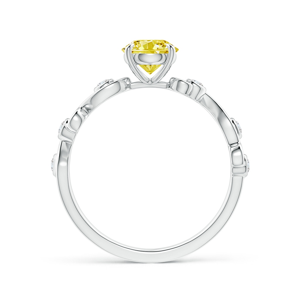 5.4mm AAAA Fancy Intense Yellow and White Diamond Ivy Scroll Ring in White Gold - side 199
