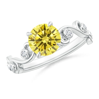 6.1mm AAAA Fancy Intense Yellow and White Diamond Ivy Scroll Ring in P950 Platinum