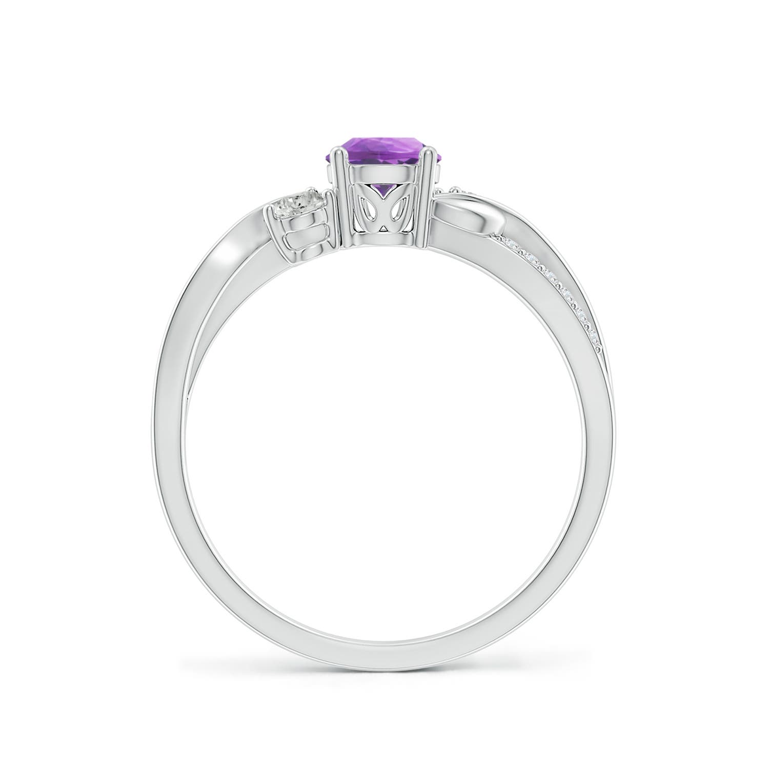 5mm A Amethyst and Diamond Twisted Vine Ring in P950 Platinum