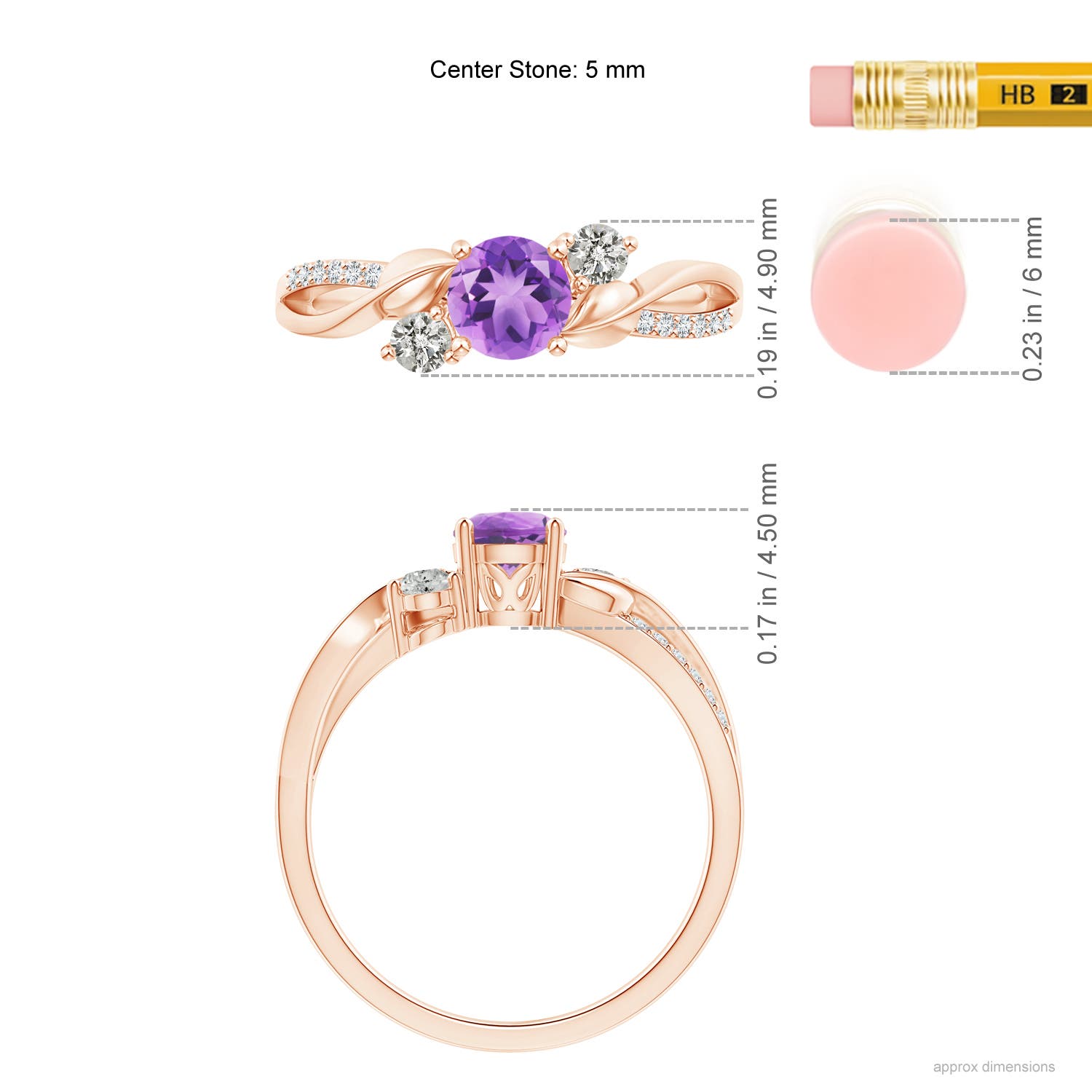 A - Amethyst / 0.65 CT / 14 KT Rose Gold