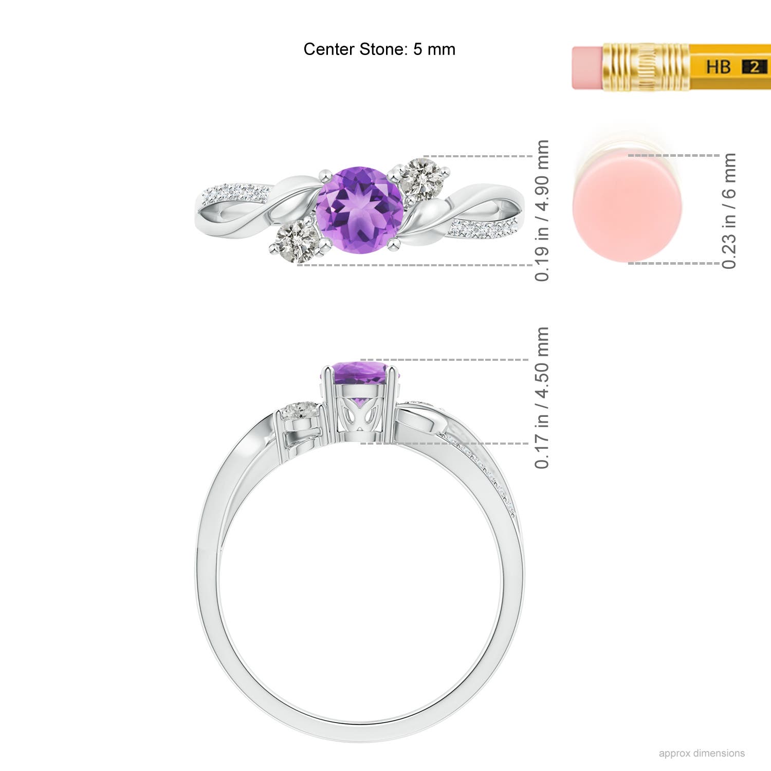 A - Amethyst / 0.65 CT / 14 KT White Gold