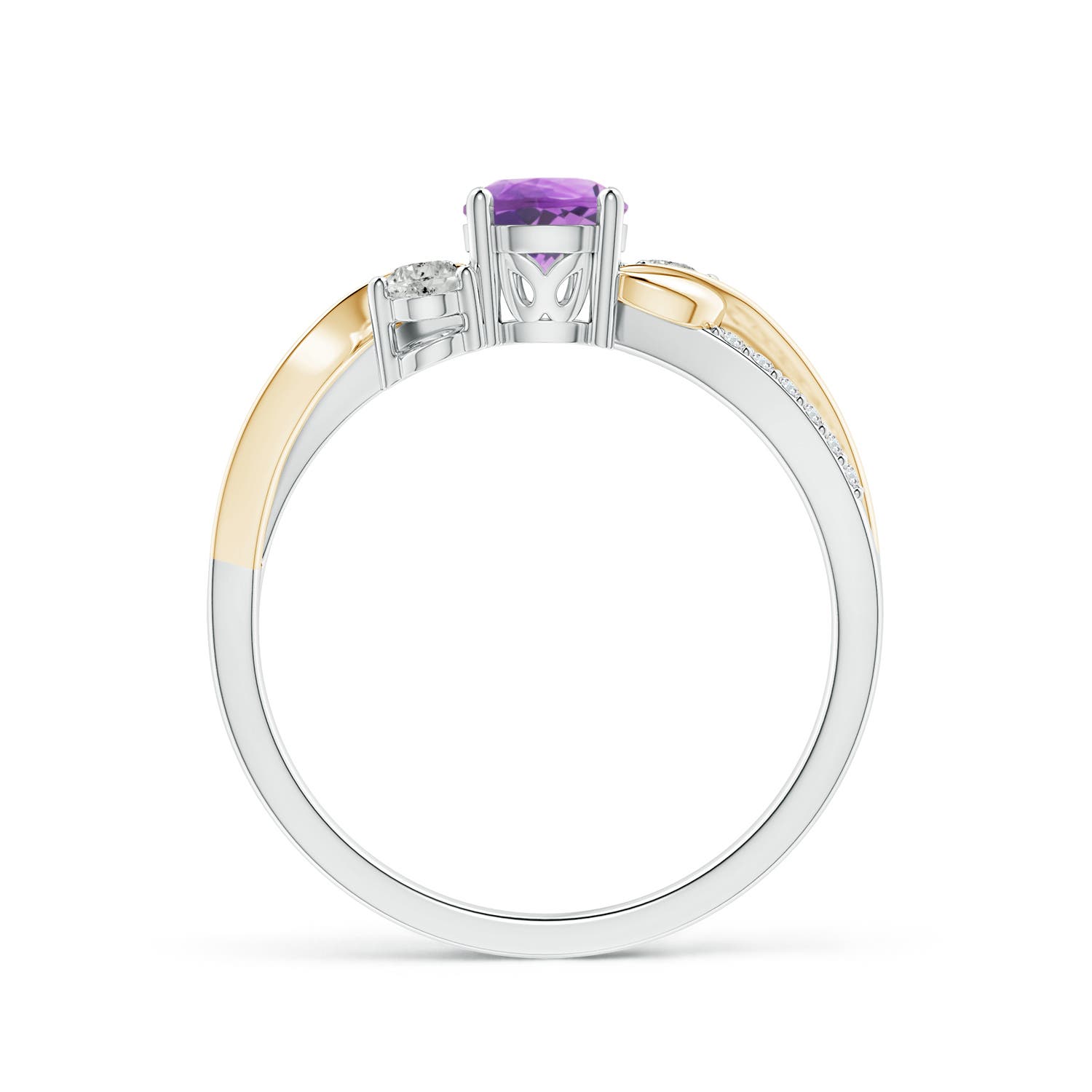 Angara Natural Amethyst and Diamond Twisted Vine Ring in 14K Solid Gold (5MM) - Bild 42 von 60