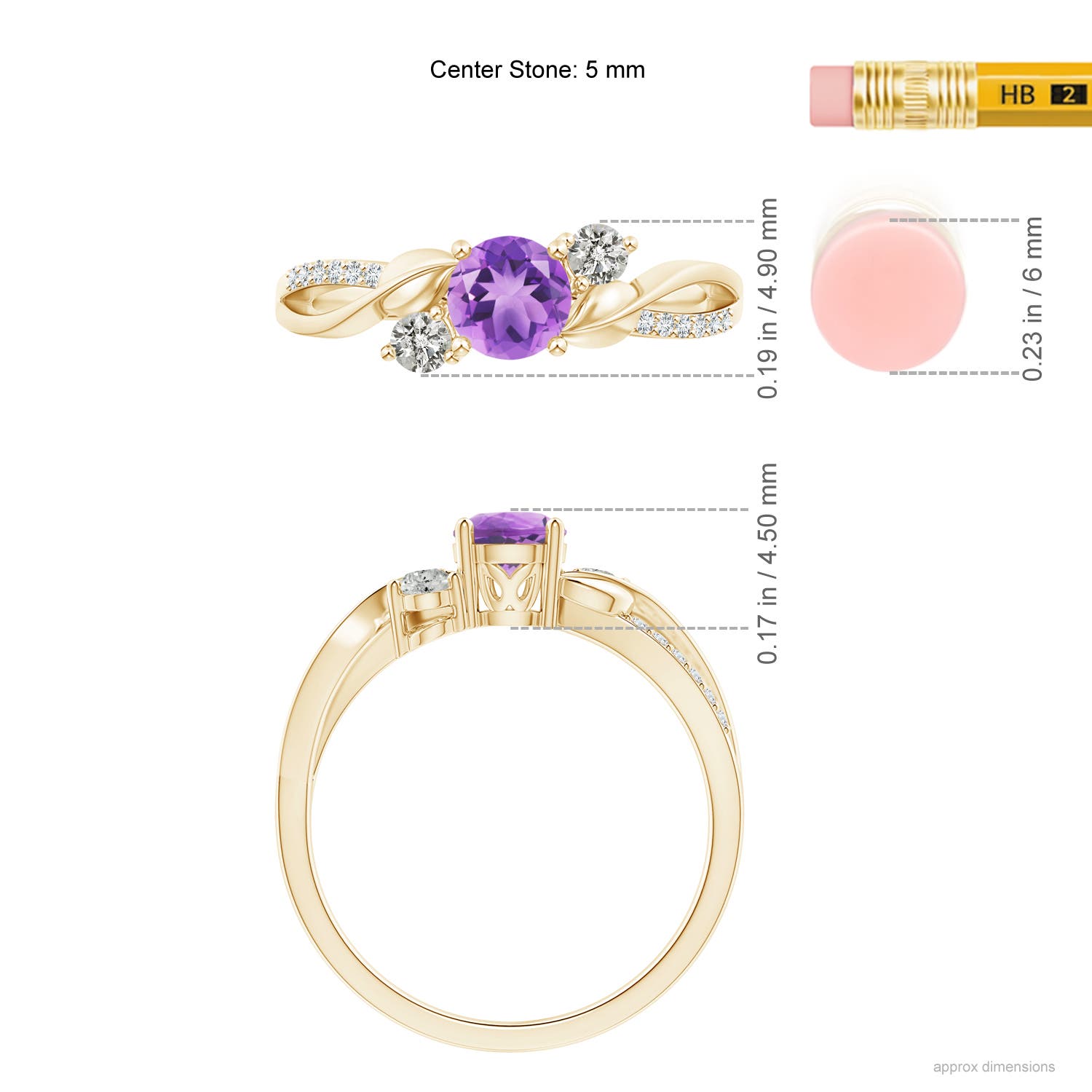 A - Amethyst / 0.65 CT / 14 KT Yellow Gold