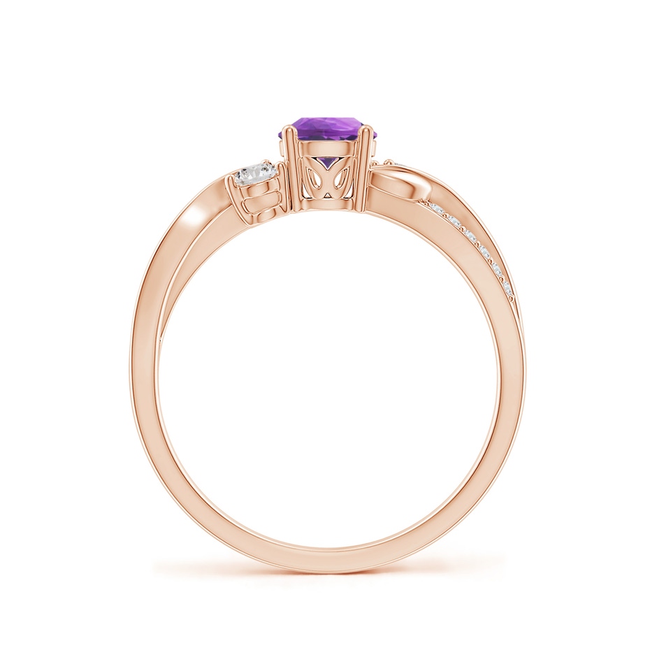 5mm AA Amethyst and Diamond Twisted Vine Ring in 9K Rose Gold side 199
