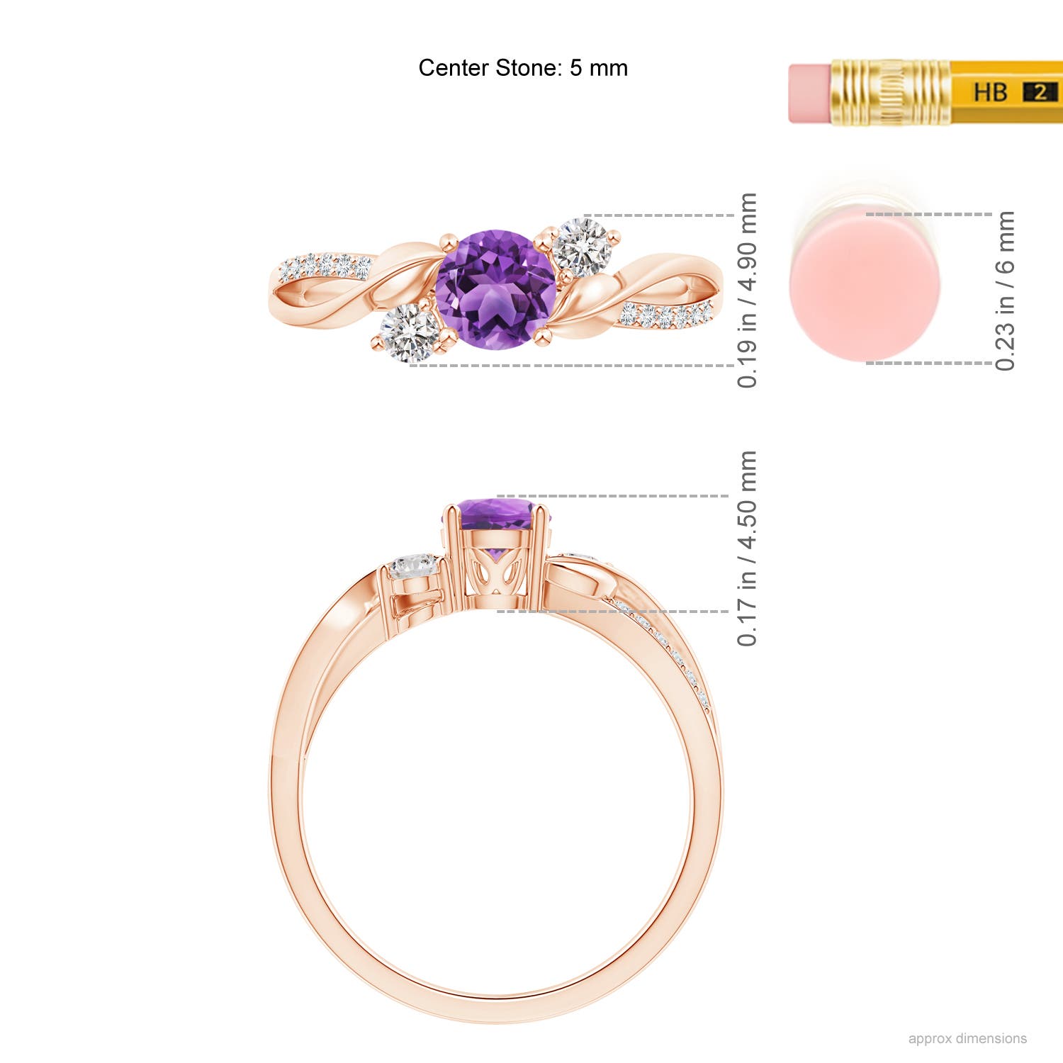 AA - Amethyst / 0.65 CT / 14 KT Rose Gold