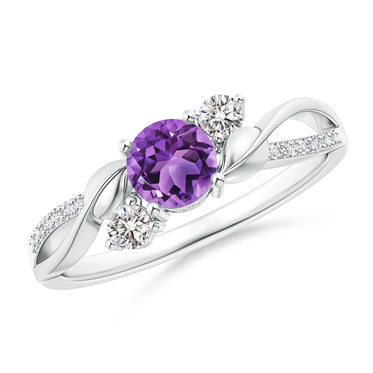 AA - Amethyst / 0.65 CT / 14 KT White Gold