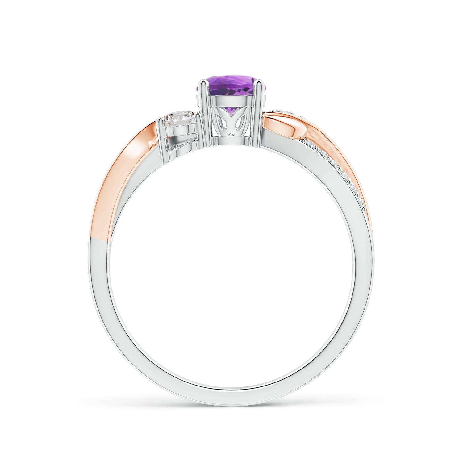 Angara Natural Amethyst and Diamond Twisted Vine Ring in 14K Solid Gold (5MM) - Bild 52 von 60
