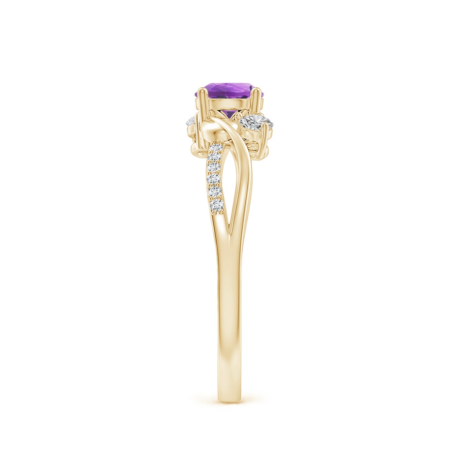 5mm AA Amethyst and Diamond Twisted Vine Ring in Yellow Gold side 299