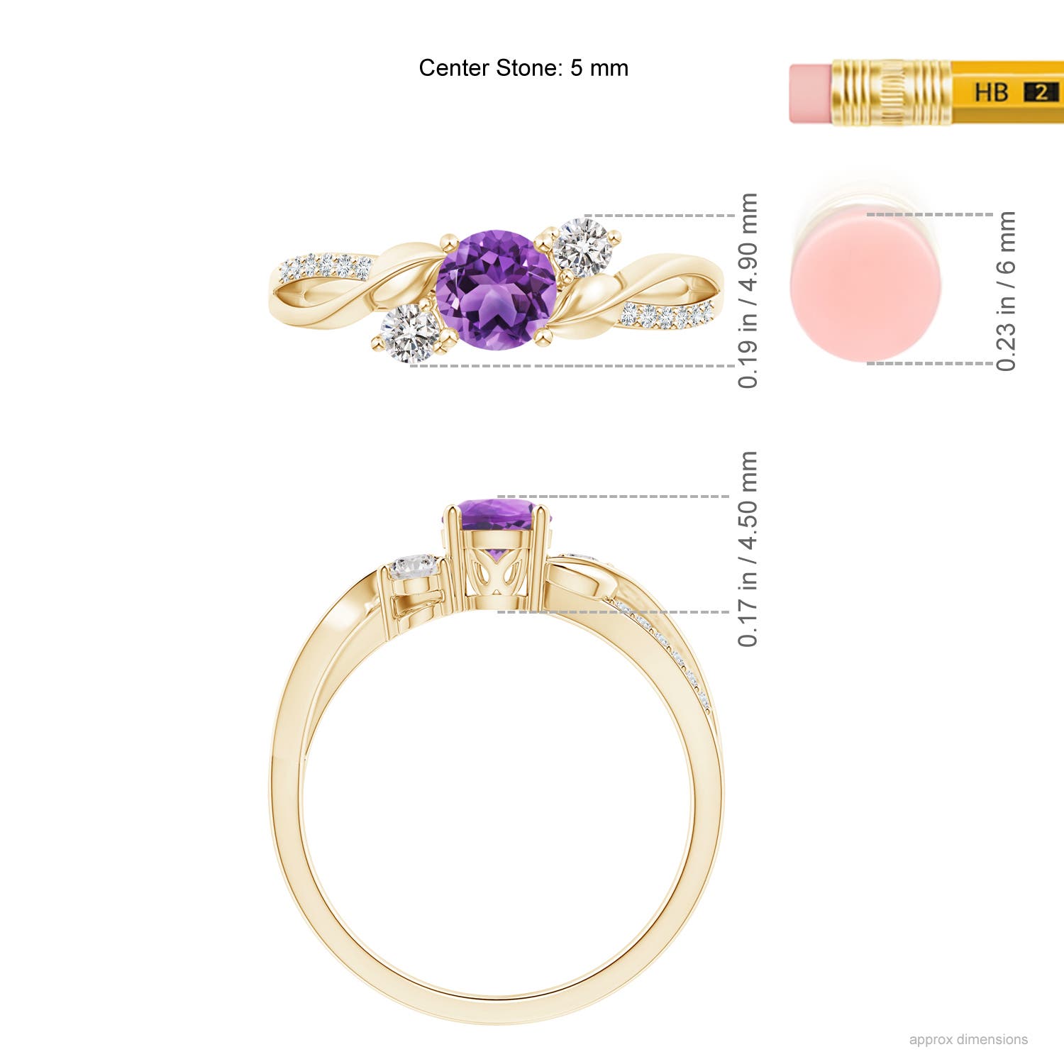 AA - Amethyst / 0.65 CT / 14 KT Yellow Gold