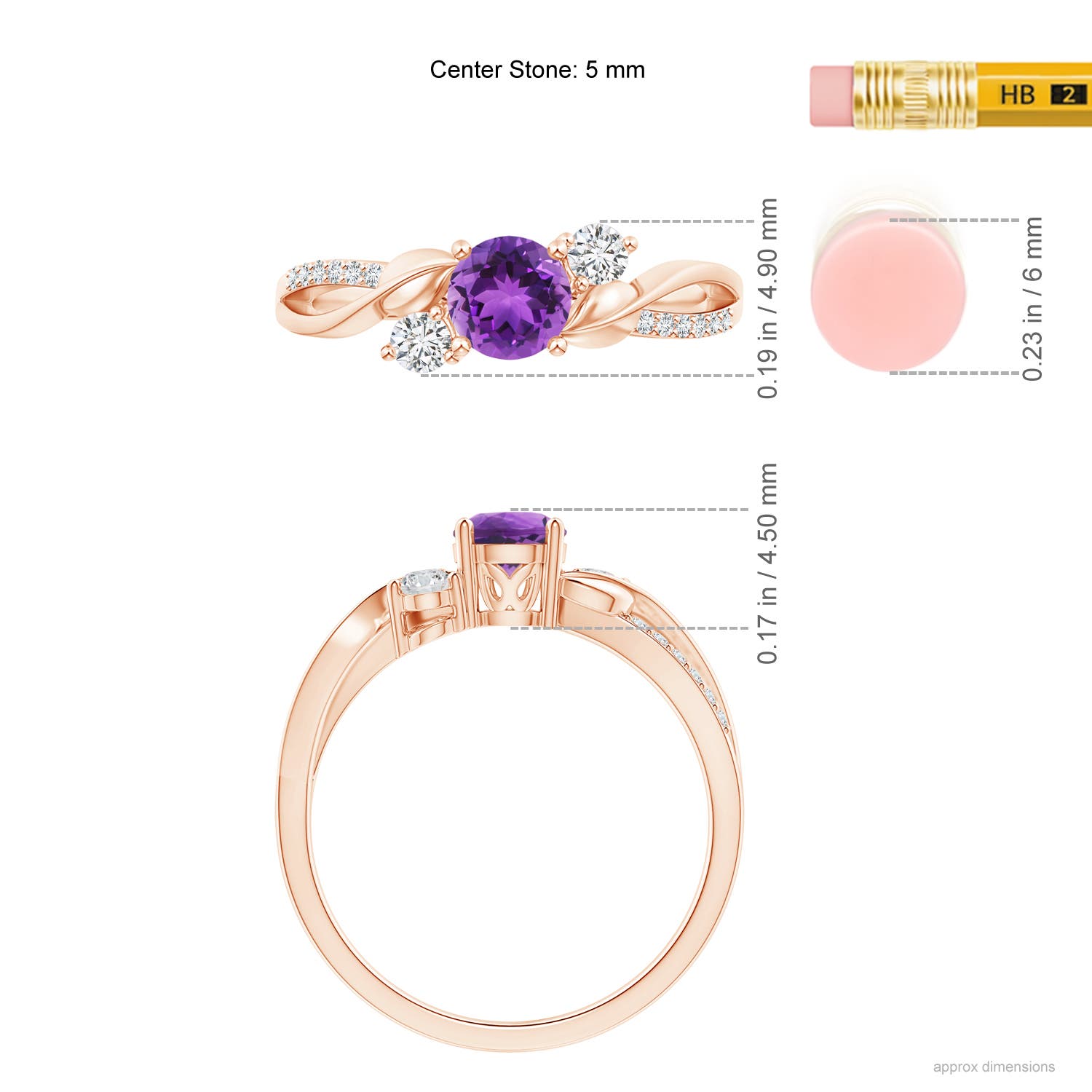 AAA - Amethyst / 0.65 CT / 14 KT Rose Gold