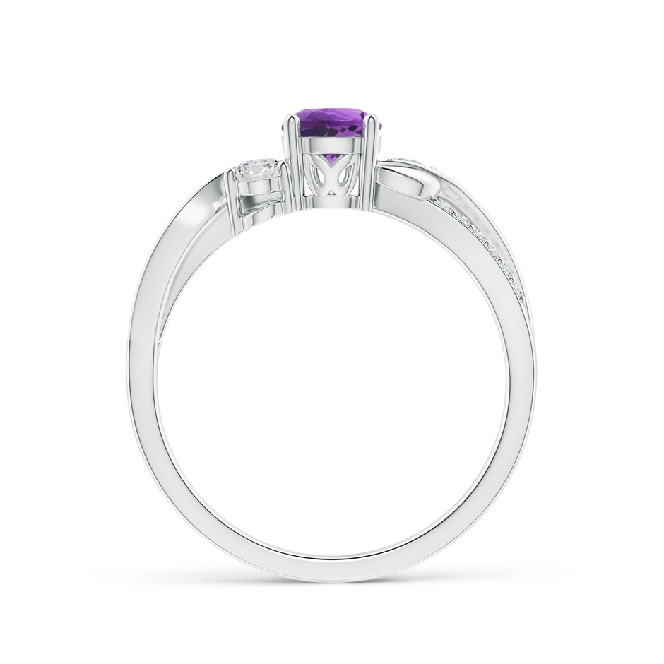 5mm AAA Amethyst and Diamond Twisted Vine Ring in White Gold side-1