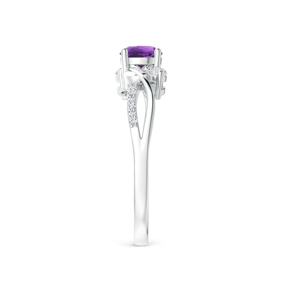 5mm AAA Amethyst and Diamond Twisted Vine Ring in White Gold side-2