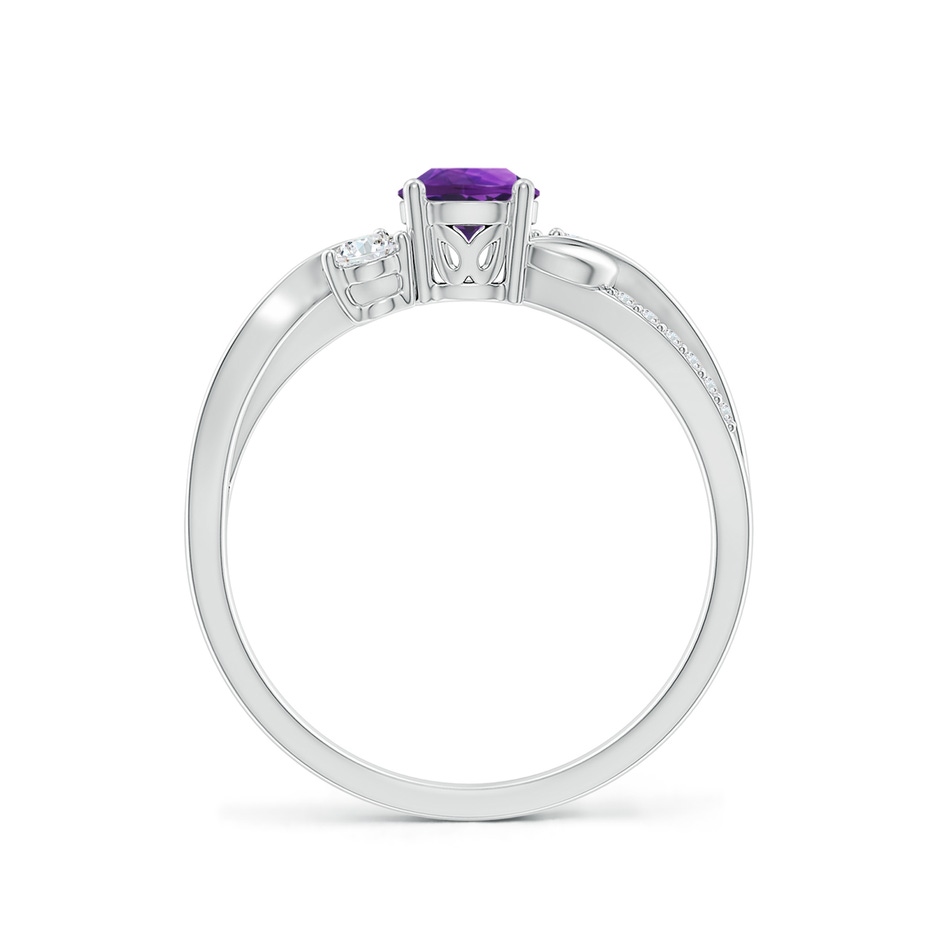 5mm AAAA Amethyst and Diamond Twisted Vine Ring in P950 Platinum side 199