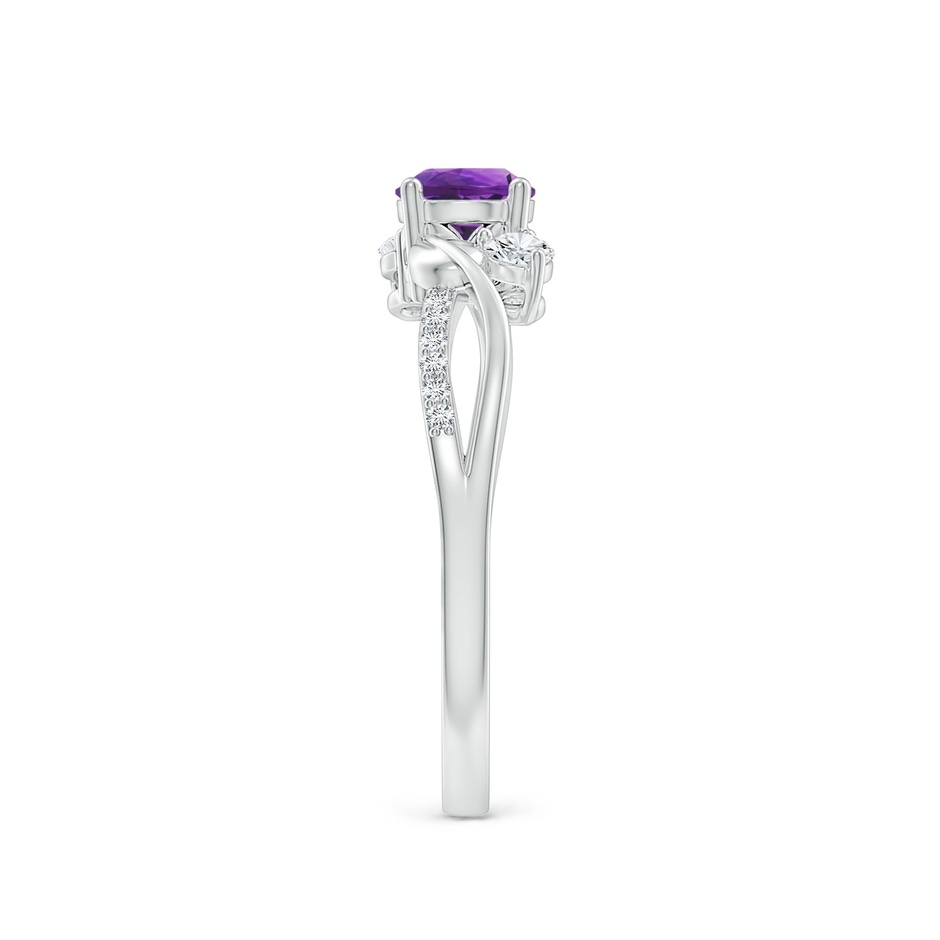 5mm AAAA Amethyst and Diamond Twisted Vine Ring in P950 Platinum side 299
