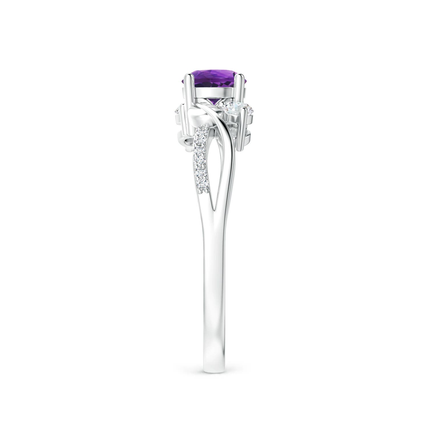 AAAA - Amethyst / 0.65 CT / 14 KT White Gold