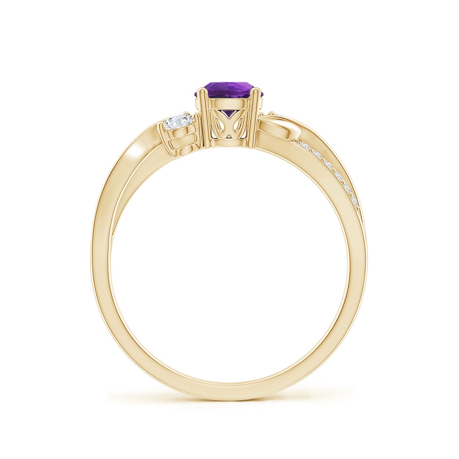 5mm AAAA Amethyst and Diamond Twisted Vine Ring in Yellow Gold side 199