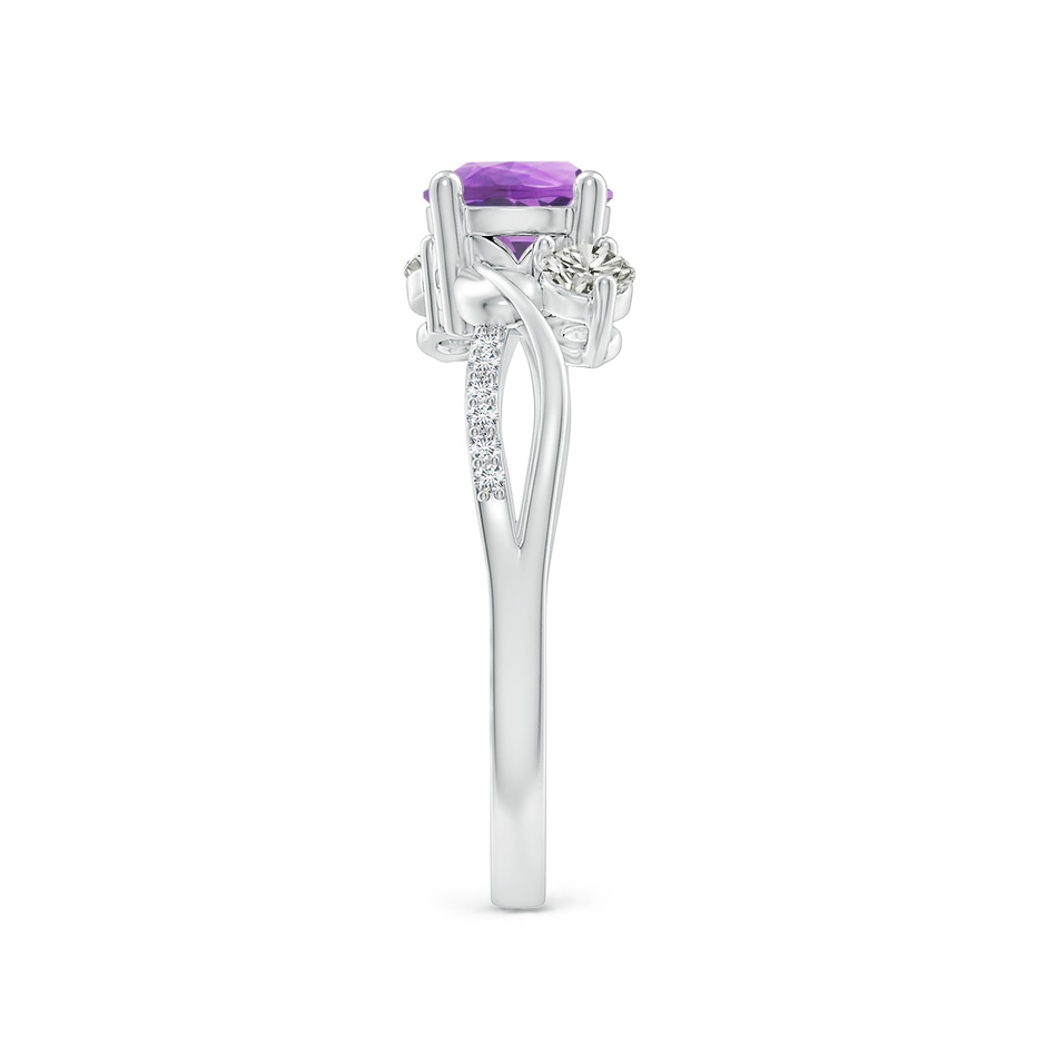 6mm A Amethyst and Diamond Twisted Vine Ring in White Gold side 299