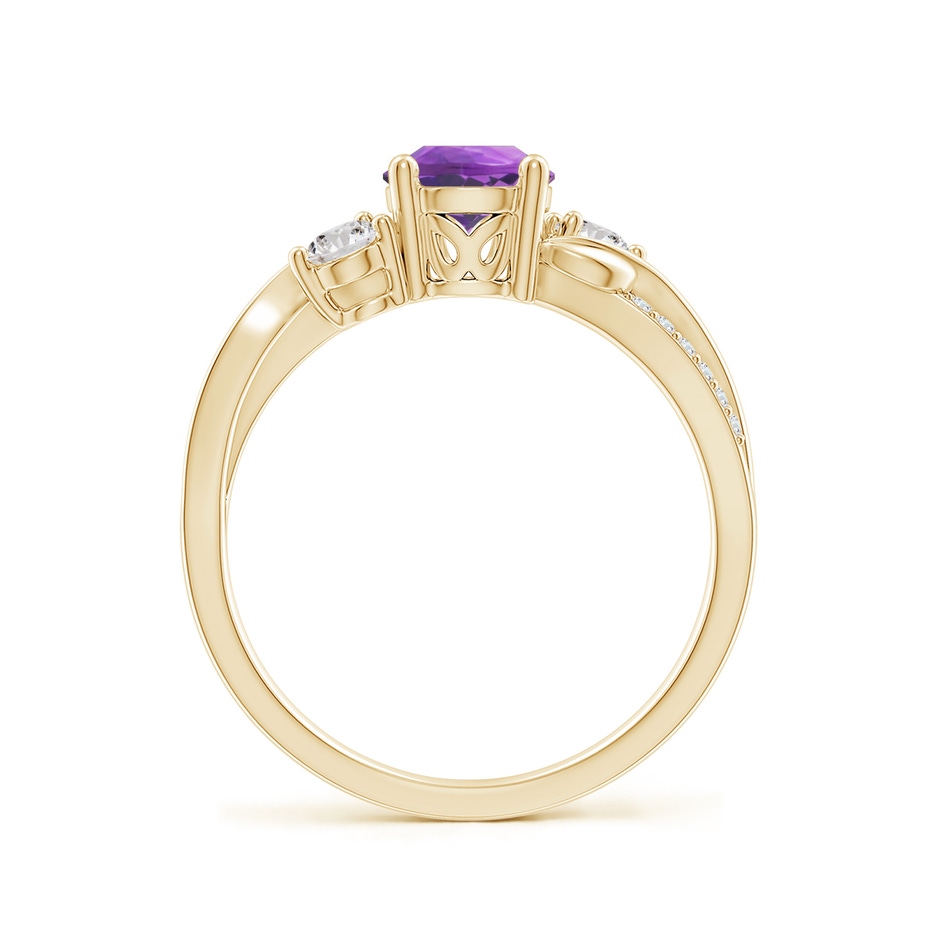 6mm AA Amethyst and Diamond Twisted Vine Ring in 18K Yellow Gold side 199