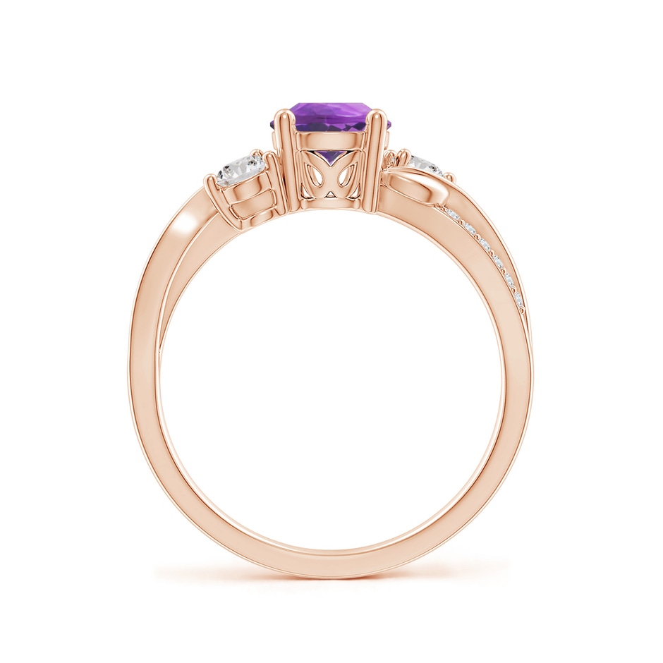 6mm AA Amethyst and Diamond Twisted Vine Ring in Rose Gold side 199