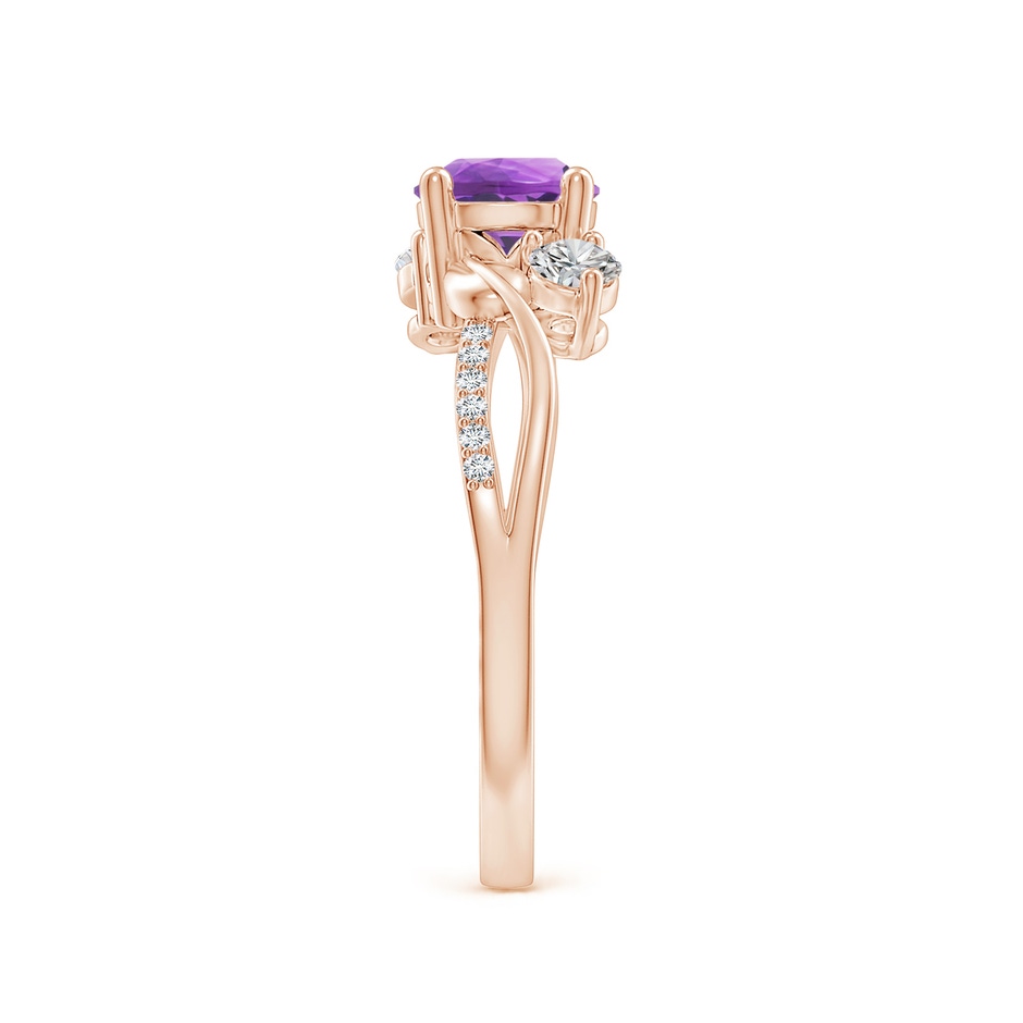 6mm AA Amethyst and Diamond Twisted Vine Ring in Rose Gold side 299