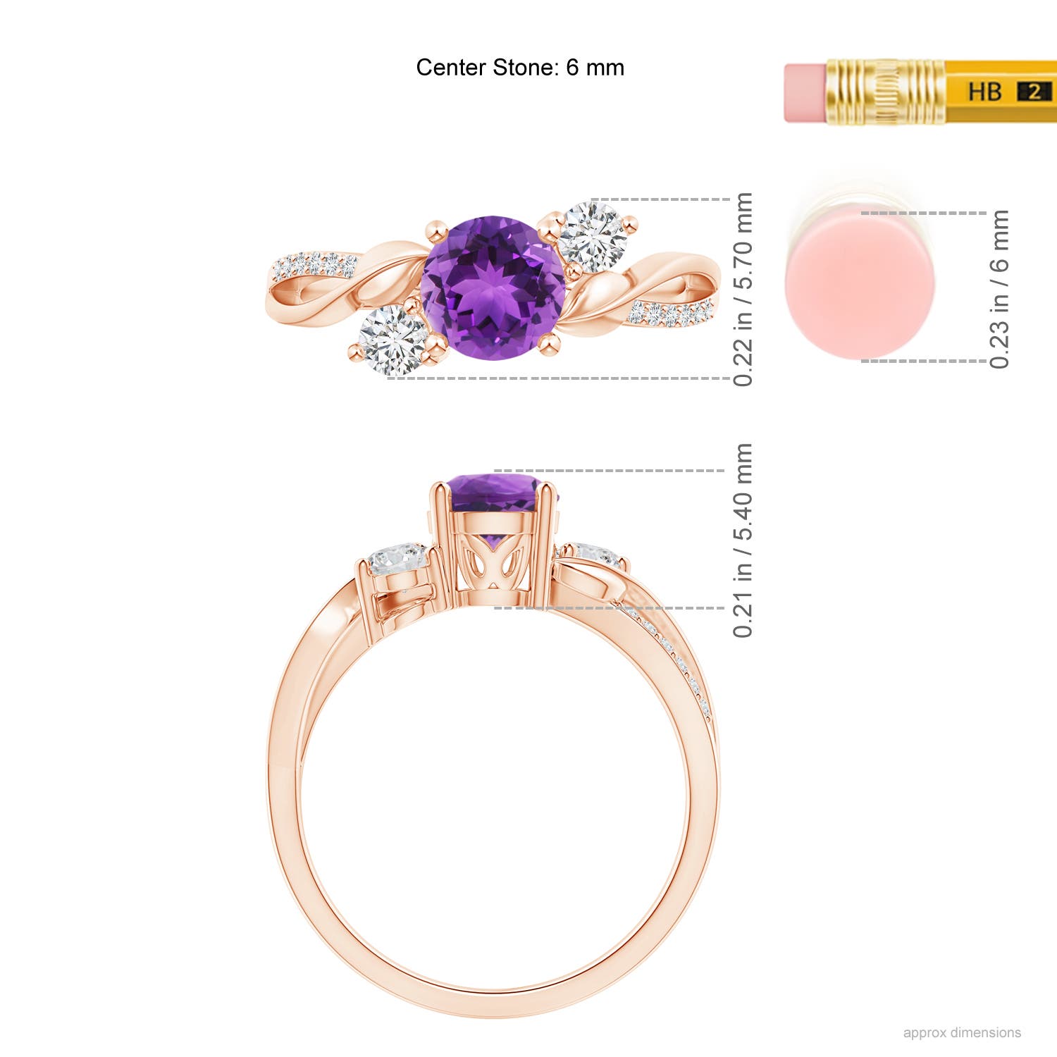 AAA - Amethyst / 1.07 CT / 14 KT Rose Gold