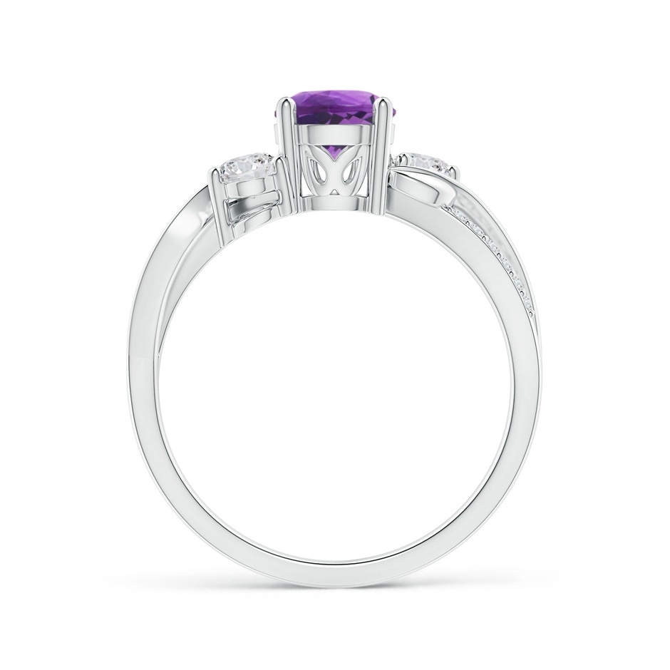 6mm AAA Amethyst and Diamond Twisted Vine Ring in White Gold side-1