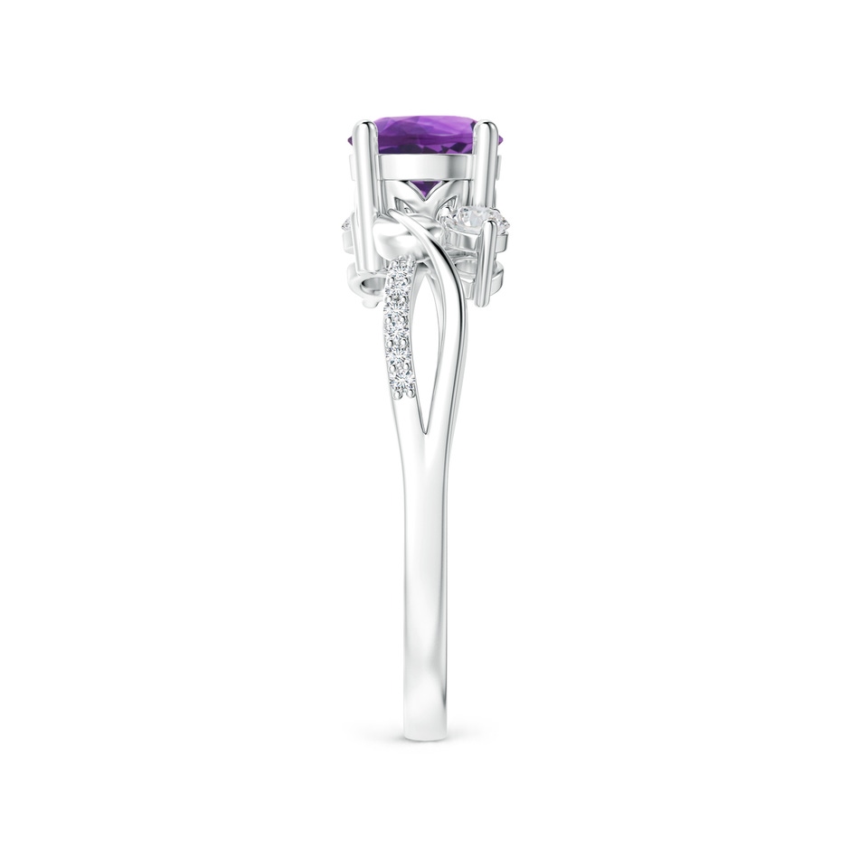 6mm AAA Amethyst and Diamond Twisted Vine Ring in White Gold side-2