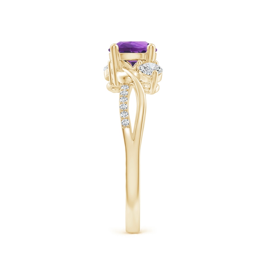6mm AAA Amethyst and Diamond Twisted Vine Ring in Yellow Gold side 299